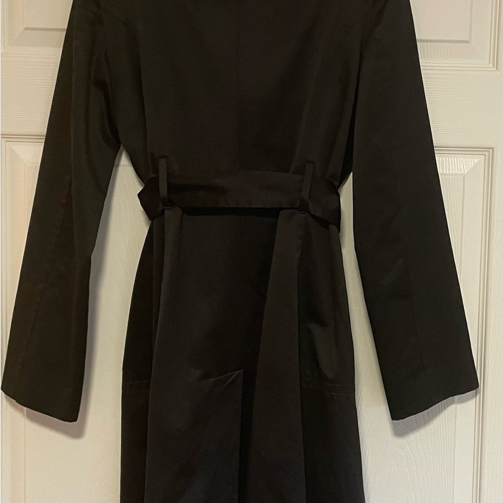 BEBE Black Belted Trench Coat Super Unique and Versatile Size Medium. - Picture 5 of 6